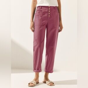 NWT Lintico Linen Simple Button Fly Trousers HEIDI Pink Casual Summer Pastel XL